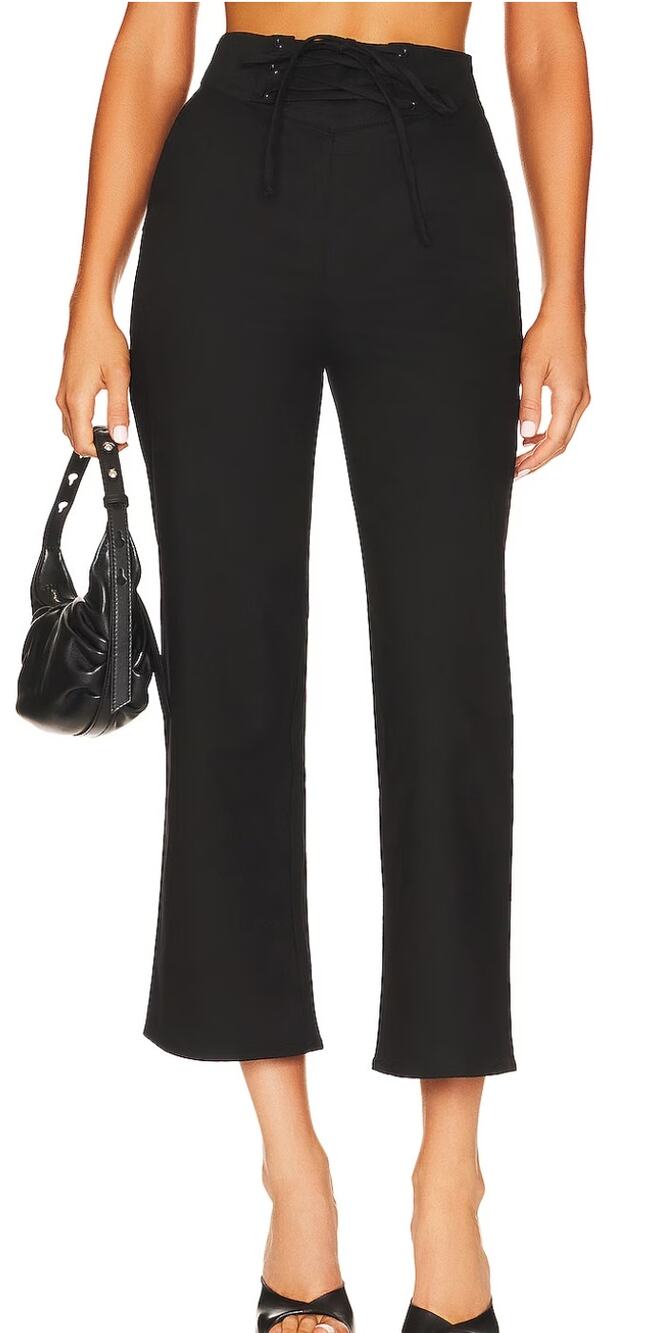 House of Harlow 1960 Black Lace Up Pants MEDIUM Ankle Flare Sailor $208 NEW
